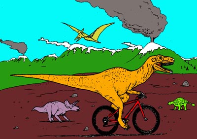biking dinosaur